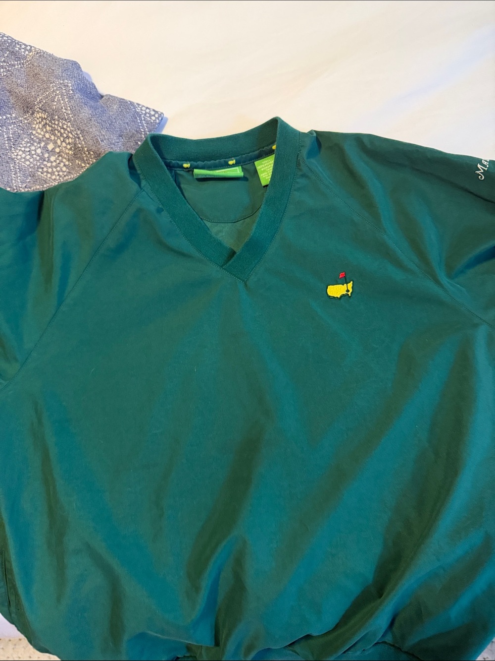 Masters Kids Authentic Green V-Neck Pullover with Masters Logo